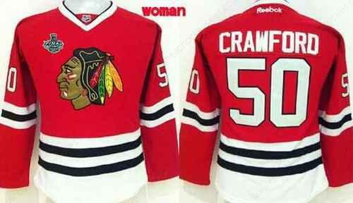 Women’s Chicago Blackhawks #50 Corey Crawford 2015 Stanley Cup Red Jersey