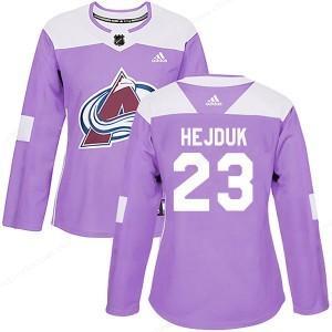 Women’s Colorado Avalanche #23 Milan Hejduk Adidas Authentic Fights Cancer Practice Purple Jersey