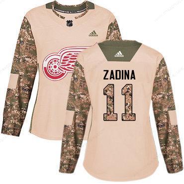 Women’s Detroit Red Wings #11 Filip Zadina Authentic Adidas Camo Veterans Day Practice Jersey