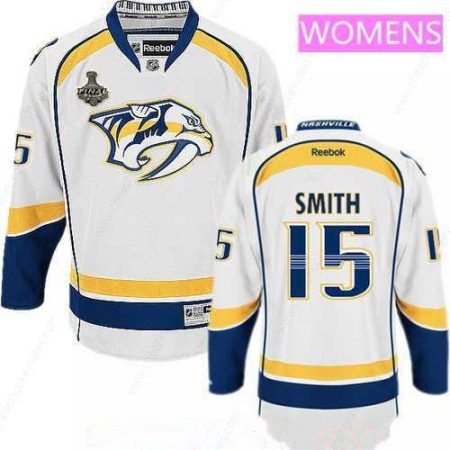 Women’s Nashville Predators #15 Craig Smith White 2017 Stanley Cup Finals Patch Stitched NHL Reebok Hockey Jersey