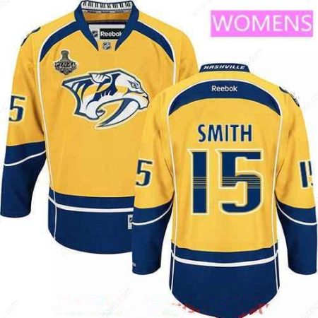 Women’s Nashville Predators #15 Craig Smith Yellow 2017 Stanley Cup Finals Patch Stitched NHL Reebok Hockey Jersey