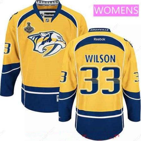 Women’s Nashville Predators #33 Colin Wilson Yellow 2017 Stanley Cup Finals Patch Stitched NHL Reebok Hockey Jersey