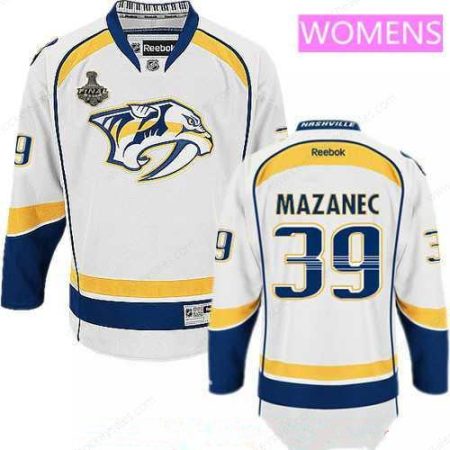 Women’s Nashville Predators #39 Marek Mazanec White 2017 Stanley Cup Finals Patch Stitched NHL Reebok Hockey Jersey