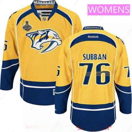 Women’s Nashville Predators #76 P.K. Subban Yellow 2017 Stanley Cup Finals Patch Stitched NHL Reebok Hockey Jersey