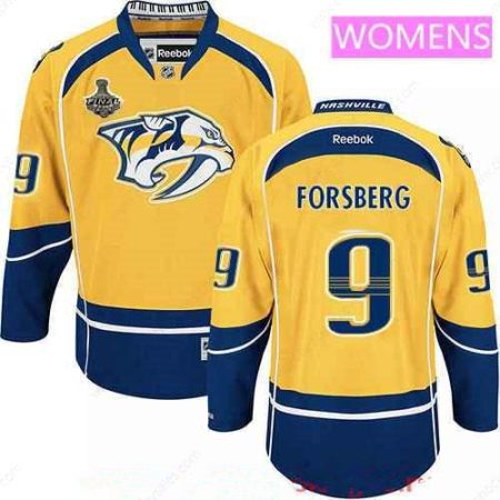 Women’s Nashville Predators #9 Filip Forsberg Yellow 2017 Stanley Cup Finals Patch Stitched NHL Reebok Hockey Jersey