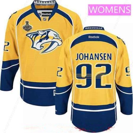 Women’s Nashville Predators #92 Ryan Johansen Yellow 2017 Stanley Cup Finals Patch Stitched NHL Reebok Hockey Jersey