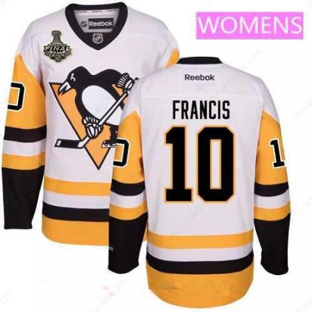 Women’s Pittsburgh Penguins #10 Ron Francis White Third 2017 Stanley Cup Finals Patch Stitched NHL Reebok Hockey Jersey