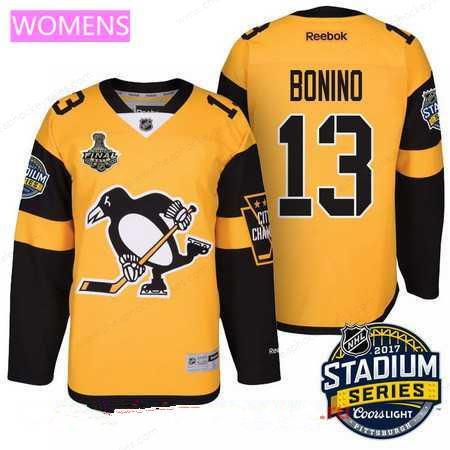 Women’s Pittsburgh Penguins #13 Nick Boninoyellow Stadium Series 2017 Stanley Cup Finals Patch Stitched NHL Reebok Hockey Jersey