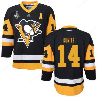 Women’s Pittsburgh Penguins #14 Chris Kunitz Black With Yellow 2017 Stanley Cup NHL Finals A Patch Jersey