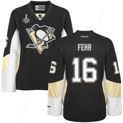 Women’s Pittsburgh Penguins #16 Eric Fehr Black Team Color 2017 Stanley Cup NHL Finals Patch Jersey