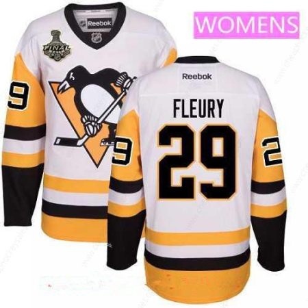 Women’s Pittsburgh Penguins #29 Marc-Andre Fleury White Third 2017 Stanley Cup Finals Patch Stitched NHL Reebok Hockey Jersey