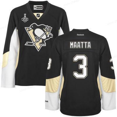 Women’s Pittsburgh Penguins #3 Olli Maatta Black Team Color 2017 Stanley Cup NHL Finals Patch Jersey