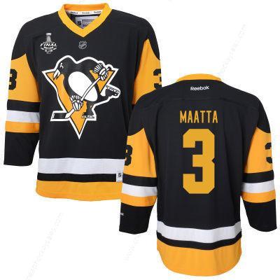 Women’s Pittsburgh Penguins #3 Olli Maatta Black With Yellow 2017 Stanley Cup NHL Finals Patch Jersey