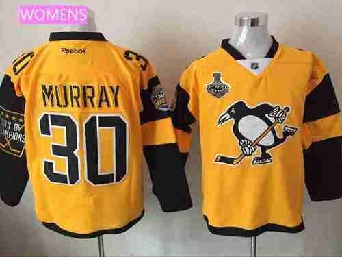 Women’s Pittsburgh Penguins #30 Matt Murray Yellow Stadium Series 2017 Stanley Cup Finals Patch Stitched NHL Reebok Hockey Jersey