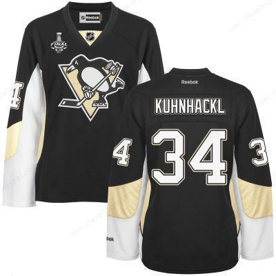 Women’s Pittsburgh Penguins #34 Tom Kuhnhackl Black Team Color 2017 Stanley Cup NHL Finals Patch Jersey