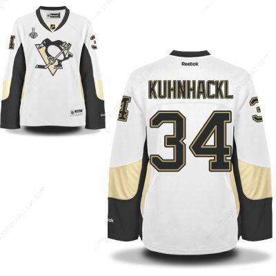 Women’s Pittsburgh Penguins #34 Tom Kuhnhackl White Road 2017 Stanley Cup NHL Finals Patch Jersey