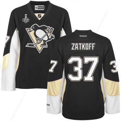 Women’s Pittsburgh Penguins #37 Jeff Zatkoff Black Team Color 2017 Stanley Cup NHL Finals Patch Jersey