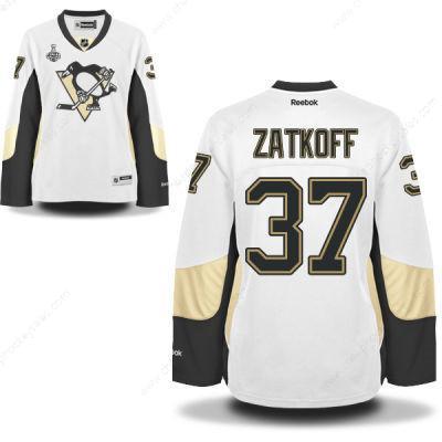 Women’s Pittsburgh Penguins #37 Jeff Zatkoff White Road 2017 Stanley Cup NHL Finals Patch Jersey