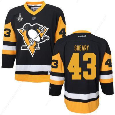 Women’s Pittsburgh Penguins #43 Conor Sheary Black With Yellow 2017 Stanley Cup NHL Finals Patch Jersey