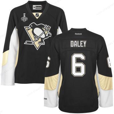 Women’s Pittsburgh Penguins #6 Trevor Daley Black Team Color 2017 Stanley Cup NHL Finals Patch Jersey