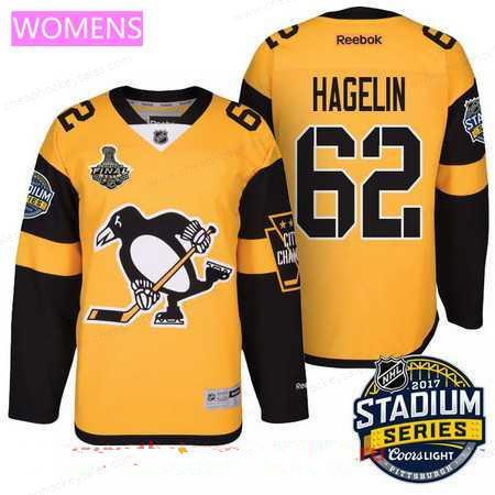 Women’s Pittsburgh Penguins #62 Carl Hagelin Yellow Stadium Series 2017 Stanley Cup Finals Patch Stitched NHL Reebok Hockey Jersey