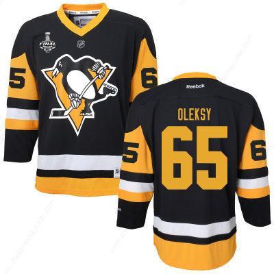 Women’s Pittsburgh Penguins #65 Steve Oleksy Black With Yellow 2017 Stanley Cup NHL Finals Patch Jersey