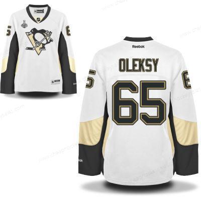 Women’s Pittsburgh Penguins #65 Steve Oleksy White Road 2017 Stanley Cup NHL Finals Patch Jersey