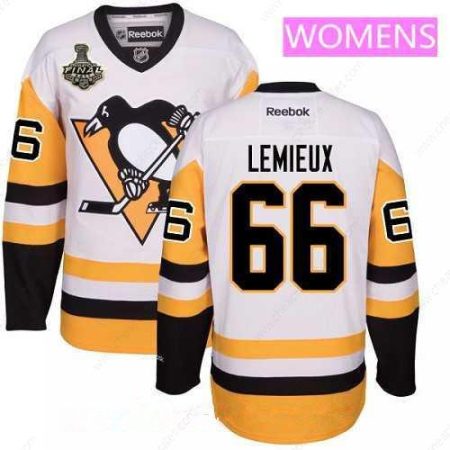 Women’s Pittsburgh Penguins #66 Mario Lemieux White Third 2017 Stanley Cup Finals Patch Stitched NHL Reebok Hockey Jersey