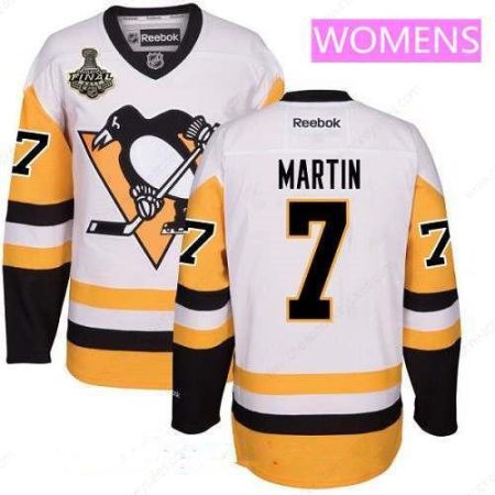 Women’s Pittsburgh Penguins #7 Paul Martin White Third 2017 Stanley Cup Finals Patch Stitched NHL Reebok Hockey Jersey