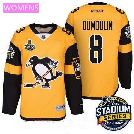 Women’s Pittsburgh Penguins #8 Brian Dumoulin Yellow Stadium Series 2017 Stanley Cup Finals Patch Stitched NHL Reebok Hockey Jersey