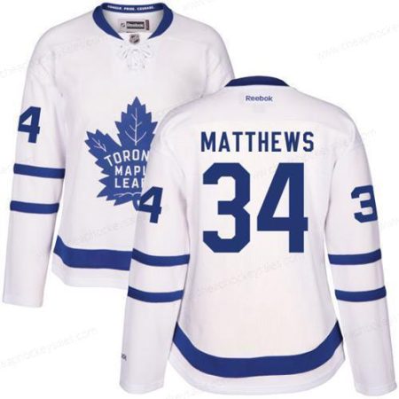 Women’s Toronto Maple Leafs #34 Auston Matthews White Away Stitched NHL 2016-17 Reebok Hockey Jersey