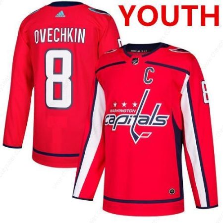 Youth Adidas Capitals #8 Alex Ovechkin Red Home Authentic Stitched NHL Jersey