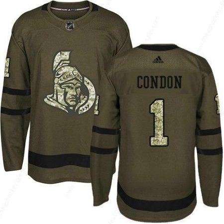 Youth Adidas Senators 1 Mike Condon Green Salute To Service Stitched NHL Jersey