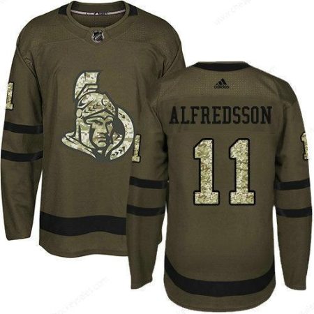 Youth Adidas Senators 11 Daniel Alfredsson Green Salute To Service Stitched NHL Jersey