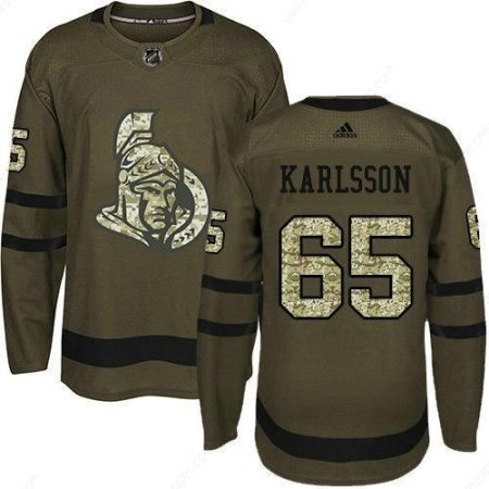 Youth Adidas Senators 65 Erik Karlsson Green Salute To Service Stitched NHL Jersey