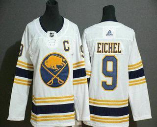 Youth Buffalo Sabres #9 Jack Eichel White With Gold C Patch And 50Th Anniversary Adidas Stitched NHL Jersey