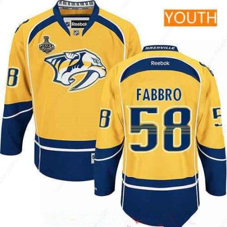 Youth Nashville Predators #58 Dante Fabbro Yellow 2017 Stanley Cup Finals Patch Stitched NHL Reebok Hockey Jersey