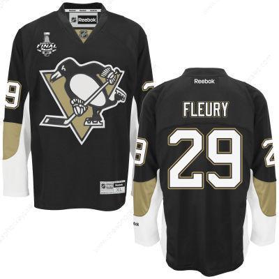 Youth Pittsburgh Penguins #29 Marc-Andre Fleury Black Home 2017 Stanley Cup NHL Finals Patch Jersey