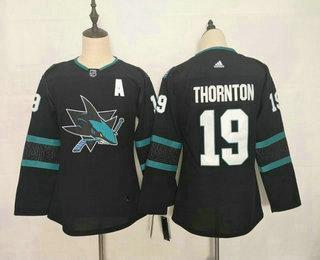 Youth San Jose Sharks #19 Joe Thornton New Black Adidas Stitched NHL Jersey